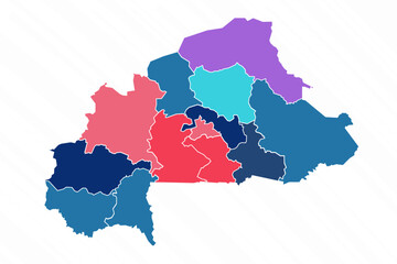 Multicolor Map of Burkina Faso With Provinces