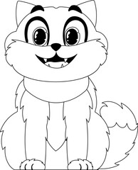 Intelligent cat in a coordinate design, incredible for children's coloring books. Cartoon style, Vector Illustration