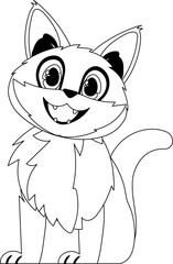 Cleverly cat in a arrange plan, extraordinary for children's coloring books. Cartoon style, Vector Illustration
