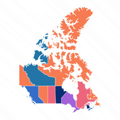 Multicolor Map of Canada With Provinces