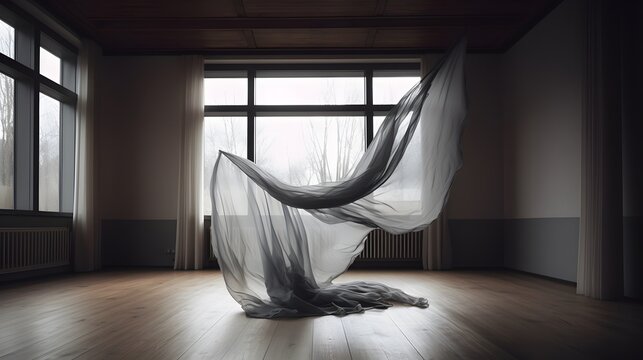 tissu blanc en mouvement, g&eacute;n&eacute;r&eacute; par IA