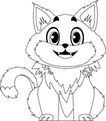 Cleverly cat in a organize organize, bewildering for children's coloring books. Cartoon style, Vector Illustration