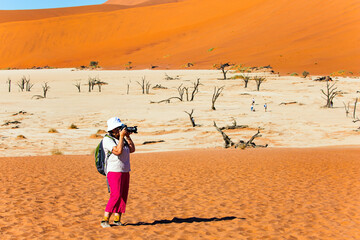 Woman in pink pants