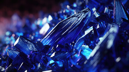 Hyperdetailed crystals of azurite. Royal blue azurite mineral stone. AI generated