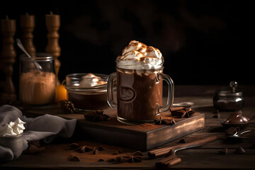 Fototapeta na wymiar Hot Chocolate with whipped cream