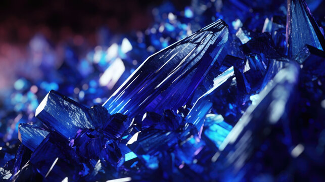 Hyperdetailed crystals of azurite. Royal blue azurite mineral stone. AI generated