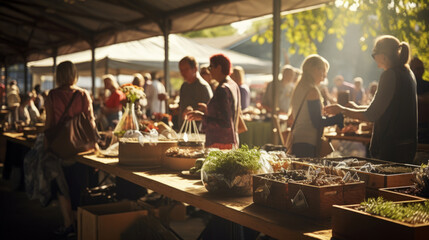People shopping at farmers market
