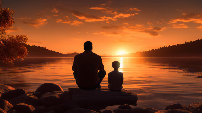 Father and Son at Sunset