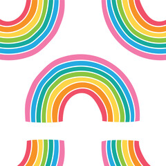 Pattern of colorful graphic rainbow symbol on white