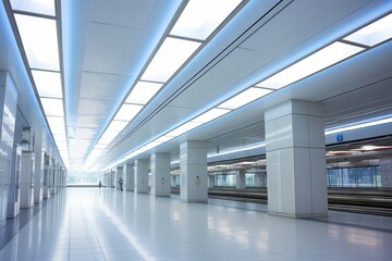 Obraz premium Fluorescent lamps line on metro station