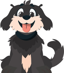 Entertainingbeat dim pooch. Smiling canine. Cartoon style, Vector Illustration