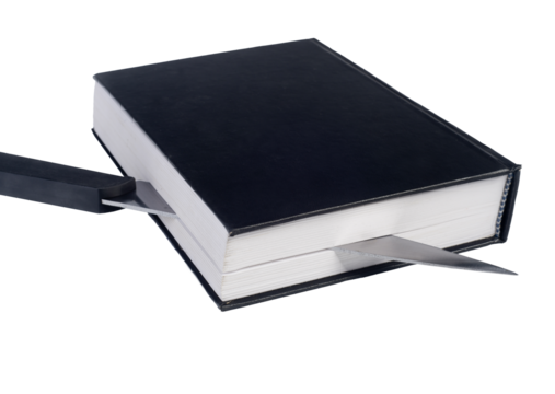 a book cut with the knife