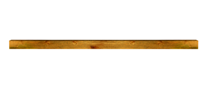 Ceiling wooden - horizontal square rectangular beam on a transparent background