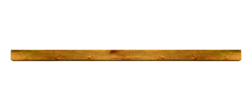 Ceiling wooden - horizontal square rectangular beam on a transparent background