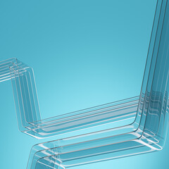 Abstract glass stucture podium for product placement.