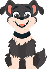 Fototapeta premium Entertainingbeat dim pooch. Grinning canine. Cartoon style, Vector Illustration