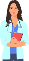 Doctors with stethoscope. Group of medical students or nurses. Vector illustration.
