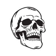 Skull hand drawn illustrations for the design of clothes, stickers, tattoo etc