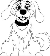 Skillfully puppy in a energize shape, pulverizing for children's coloring books. Cartoon style, Vector Illustration