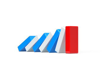 White, blue, and red cubes. 3d render on the topic of business, work, study, education, medicine, motivation, bank. Minimal style, abstract theme, transparent background.