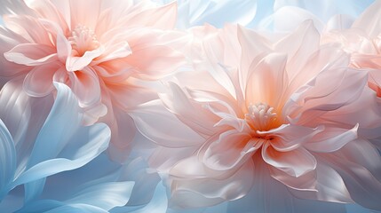 Obraz premium a close up of a bunch of flowers on a blue background. generative ai