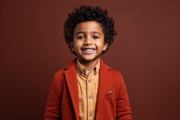 Portrait of a cute african american boy in a red jacket