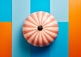 pumpkin on a blue background. halloween concept , copy space