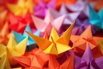Close up of paper origamis