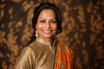Portrait of a beautiful indian woman in traditional dress, looking at camera.