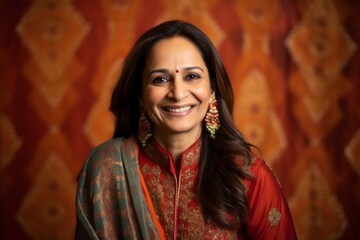 Fototapeta premium indian woman wearing saree and looking at the camera with smile