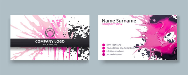 Business card template design with brush strokes.