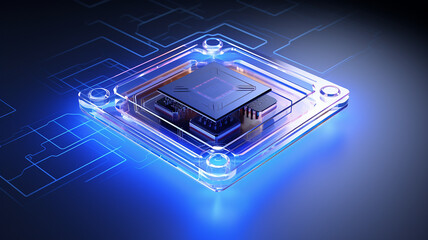 Future semiconductor circuit board quantum micro computer chip technology transparent artificial intelligence innovation CPU