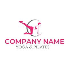 woman play yoga logo design
