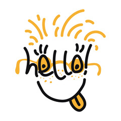 Hello t-shirt design with smiling face and sunglasses