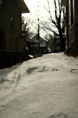 Vertical shot of the snow on the ground