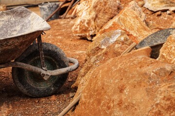Fototapeta na wymiar Closeup shot of a construction site with various materials