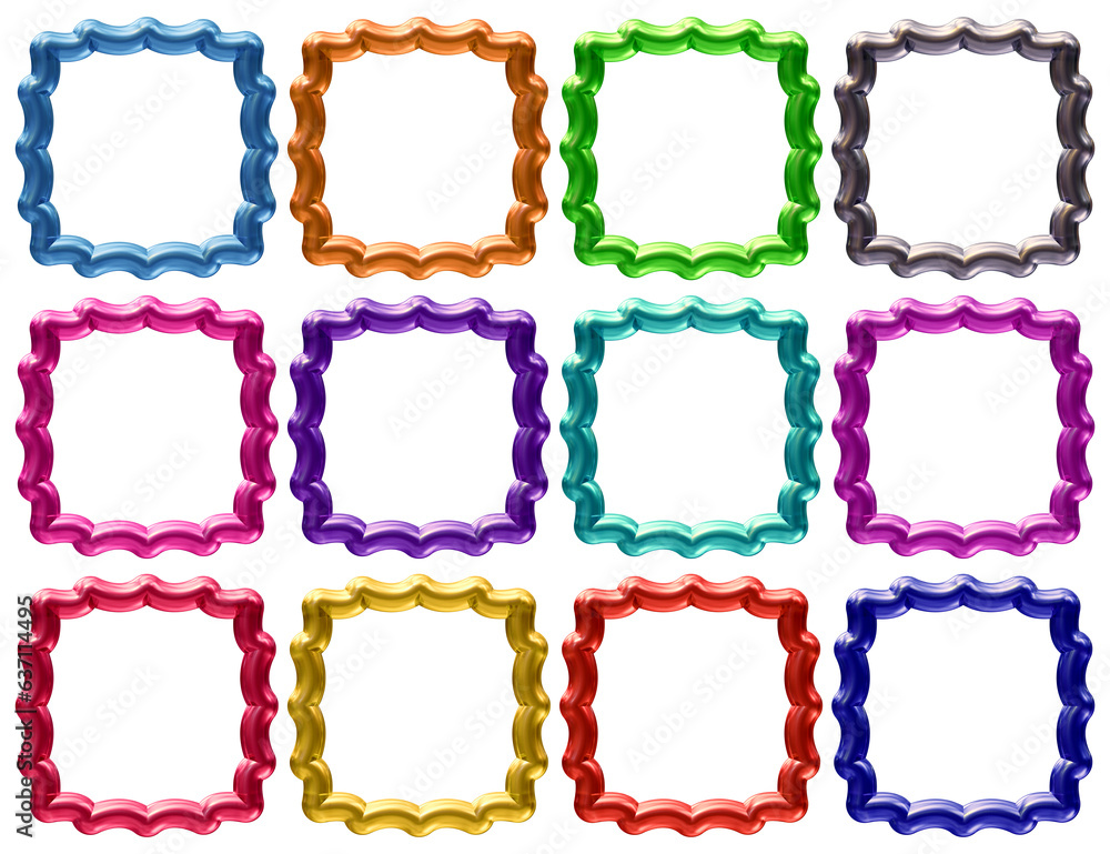 Poster set of frames design in 3d rendering isolated on transparent background. geometric shapes for templa