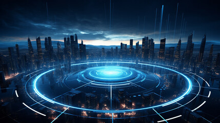 futuristic digital city technology background made with generative AI