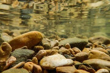 An underwater shot in a wadi in Oman, Middle East, Asia