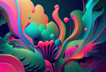 A vibrant abstract digital painting with colorful shapes and vibrant colors