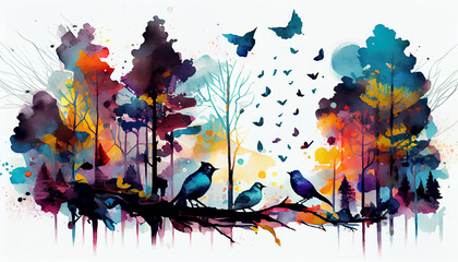 Abstract_digital_watercolor_painting_of_a_forest