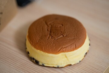 High-resolution close-up shot of a freshly prepared cheese cake