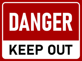 Warning Attention Caution Danger Keep Out Red and White Sign Icon. Vector Image.