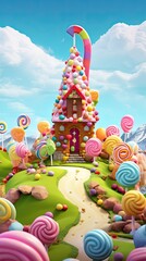 Сandy land, colorfoul vibrant candies castle