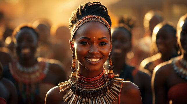 Swazi dancer in beaded attire at the annual Umhlanga Reed Dance.