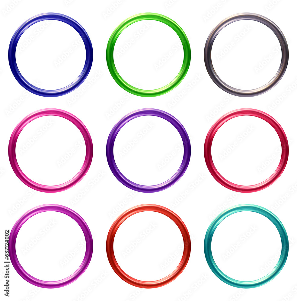 Poster set of frames design in 3d rendering isolated on transparent background. geometric shapes for templa