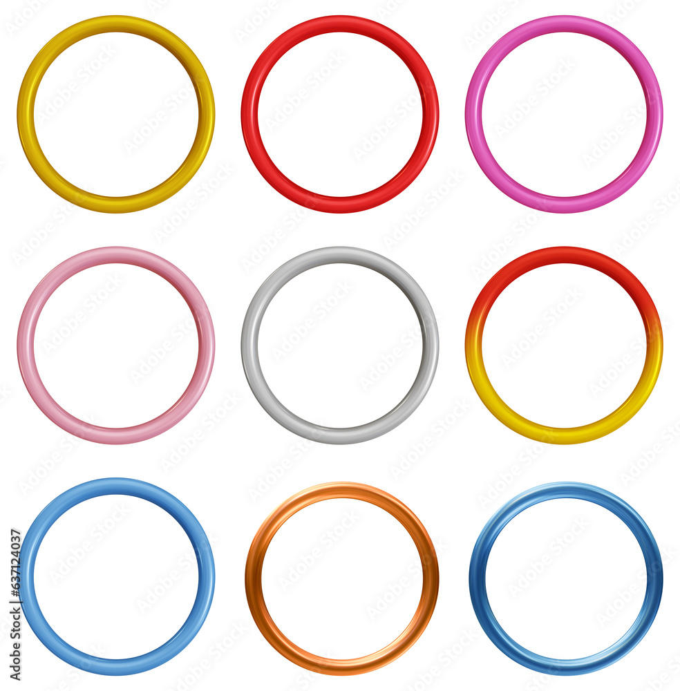 Poster set of frames design in 3d rendering isolated on transparent background. geometric shapes for templa