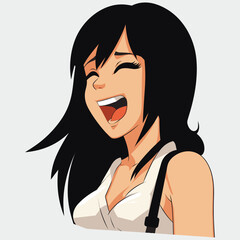 Beautiful character happy girl long hair avatar 