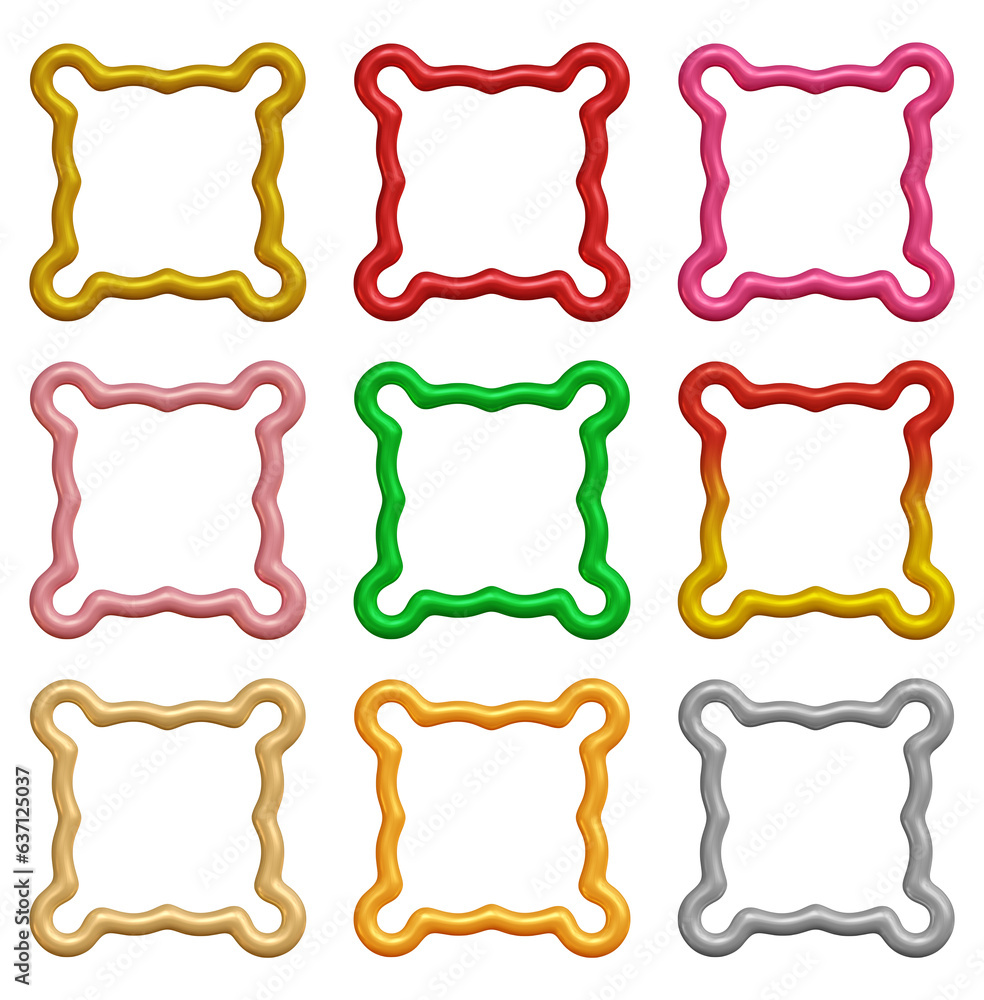Poster set of frames design in 3d rendering isolated on transparent background. geometric shapes for templa