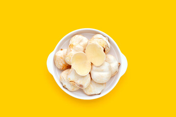 Toddy palm on yellow background.